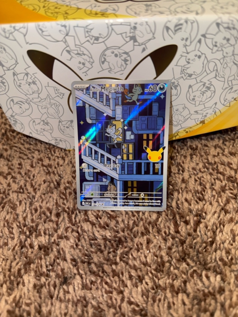 Pokémon TCG Alolan Meowth 139/128 30th Anniversary Celebrations Full Art IR